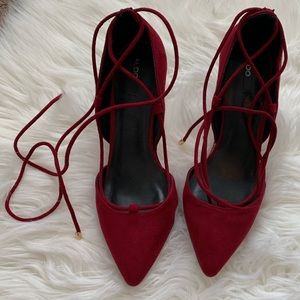 Aldo merlot suede lace up heel. Size 6